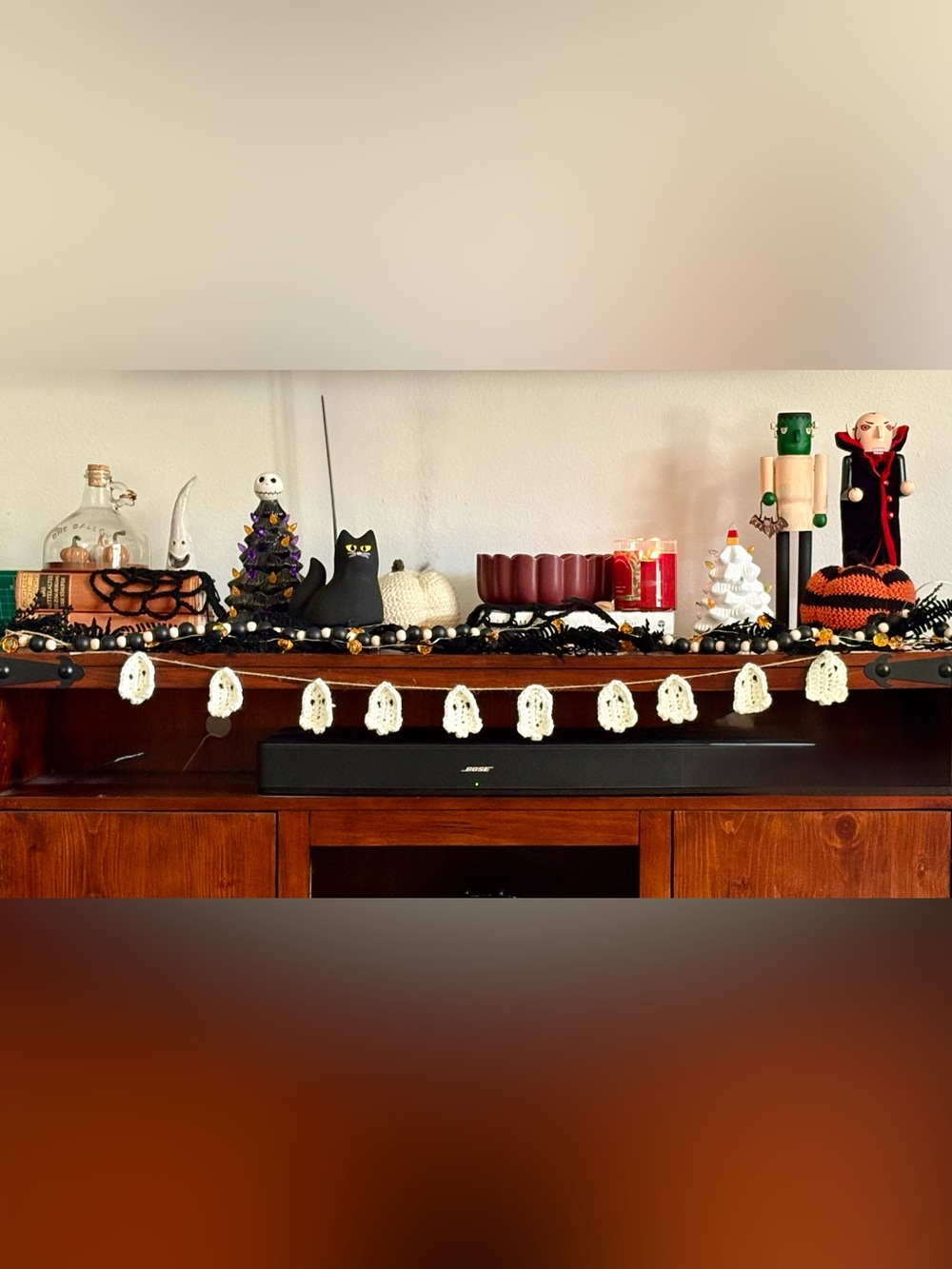 Mini Ghost Garland Crochet Halloween Decor